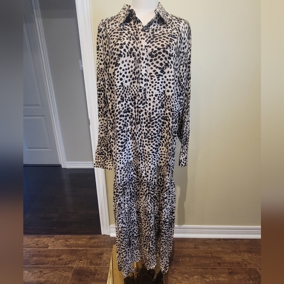 H&M leopard print collar dress size M - Picture 2 of 6